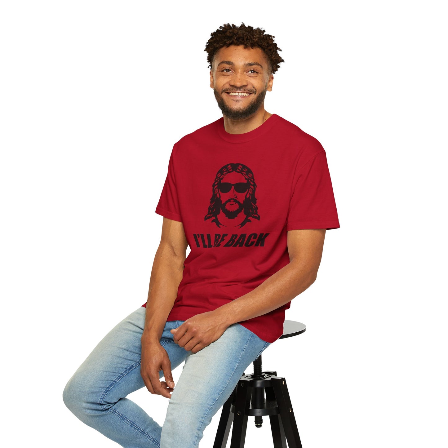 Jesus 'I'll Be Back' Sunglasses Portrait T-Shirt