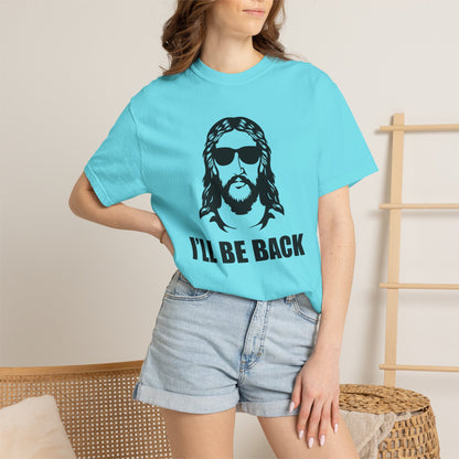 Jesus 'I'll Be Back' Sunglasses Portrait T-Shirt