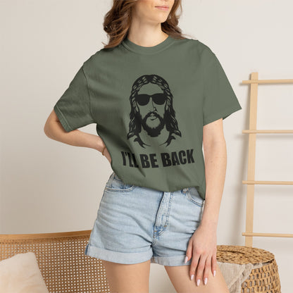 Jesus 'I'll Be Back' Sunglasses Portrait T-Shirt