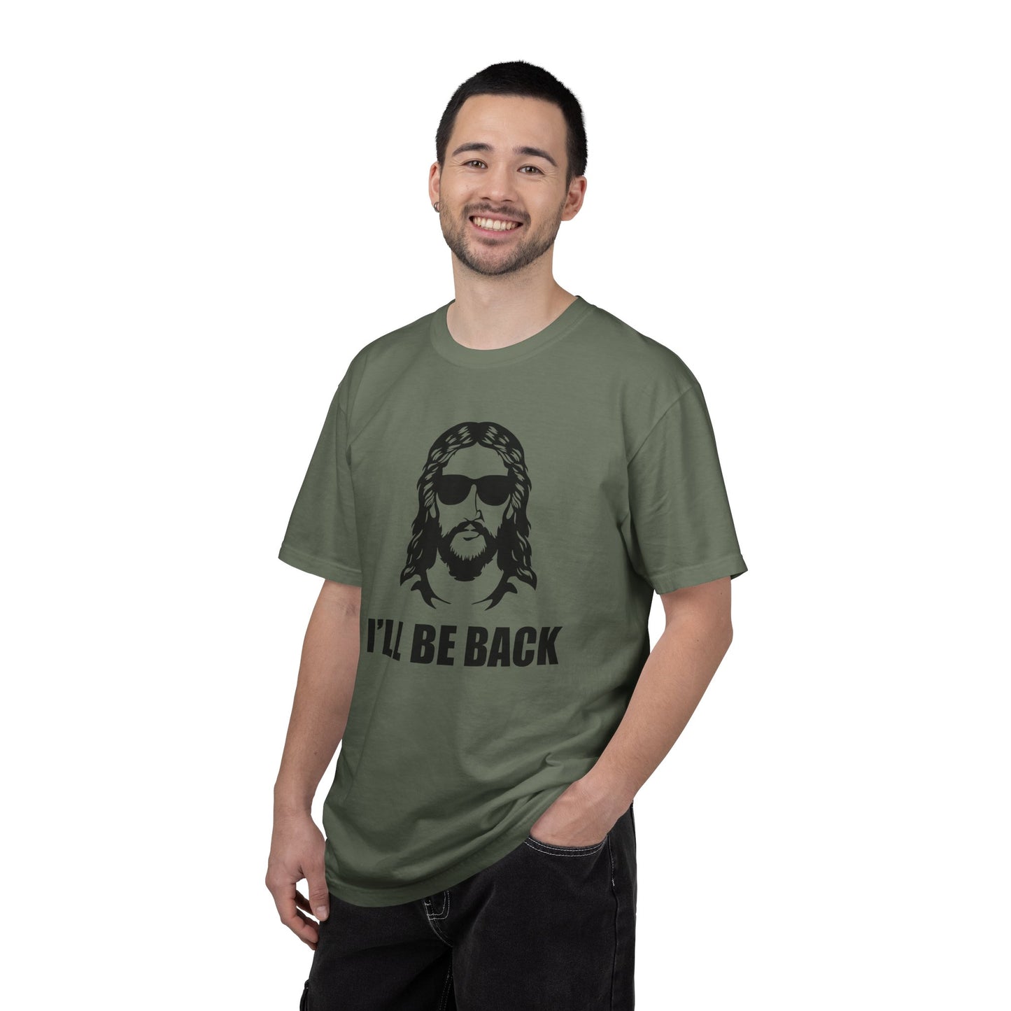 Jesus 'I'll Be Back' Sunglasses Portrait T-Shirt
