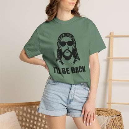 Jesus 'I'll Be Back' Sunglasses Portrait T-Shirt