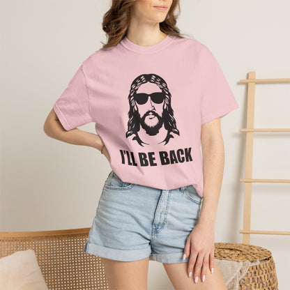 Jesus 'I'll Be Back' Sunglasses Portrait T-Shirt