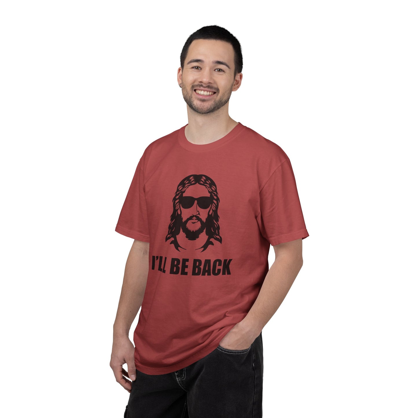 Jesus 'I'll Be Back' Sunglasses Portrait T-Shirt