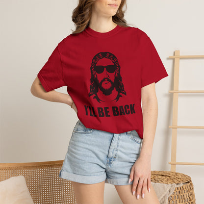 Jesus 'I'll Be Back' Sunglasses Portrait T-Shirt