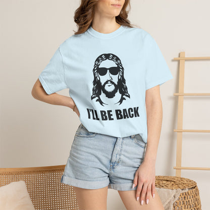 Jesus 'I'll Be Back' Sunglasses Portrait T-Shirt