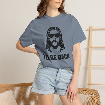 Jesus 'I'll Be Back' Sunglasses Portrait T-Shirt