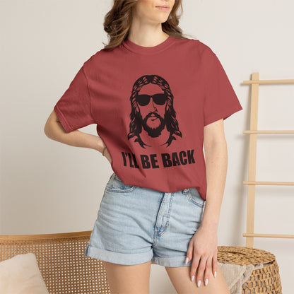 Jesus 'I'll Be Back' Sunglasses Portrait T-Shirt