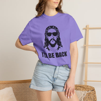 Jesus 'I'll Be Back' Sunglasses Portrait T-Shirt